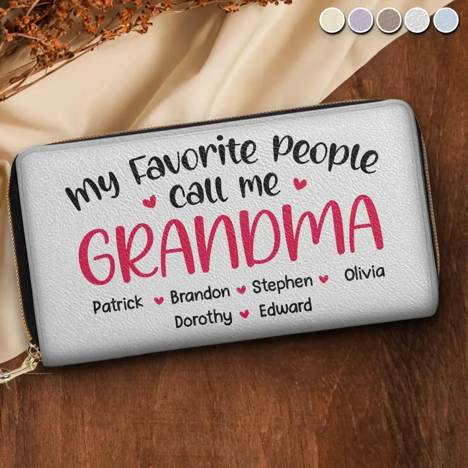 My Favourite People Call Me Grandma - Family Personalized Custom Leather Long Wallet - Mother's Day, Gift For Mom, Grandma 3 My Favourite People Call Me Grandma - Family Personalized Custom Leather Long Wallet - Mother's Day, Gift For Mom, Grandma - Image 3