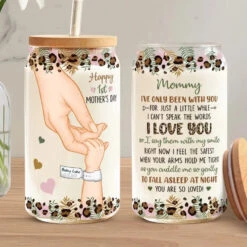 You Cuddle Me So Gently - Family Personalized Custom Glass Cup, Iced Coffee Cup - Mother's Day, Baby Shower Gift, Gift For First Mom -Pawfect House Store 66164de2f21d1