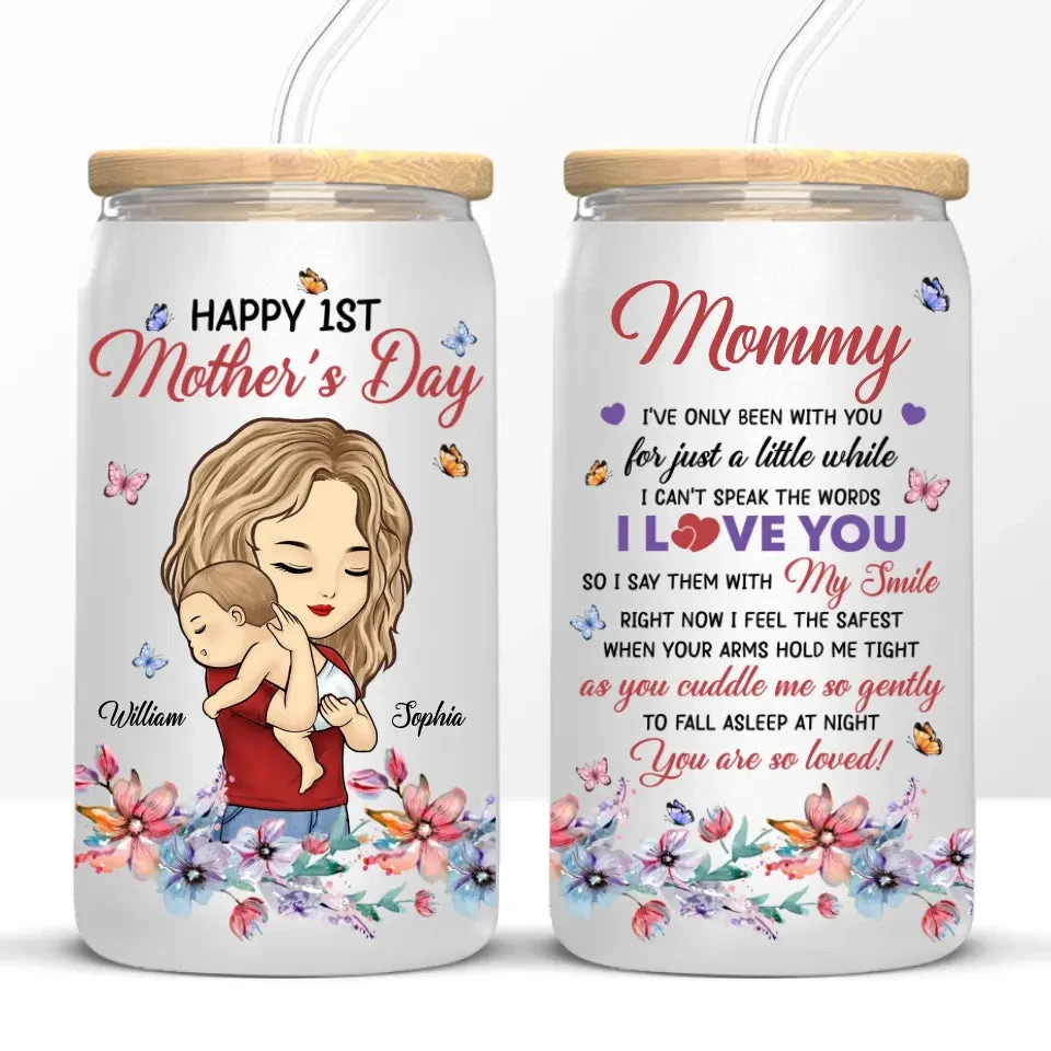 I Say I Love You With My Smile - Family Personalized Custom Glass Cup, Iced Coffee Cup - Mother's Day, Baby Shower Gift, Gift For First Mom 6 I Say I Love You With My Smile - Family Personalized Custom Glass Cup, Iced Coffee Cup - Mother's Day, Baby Shower Gift, Gift For First Mom - Image 6