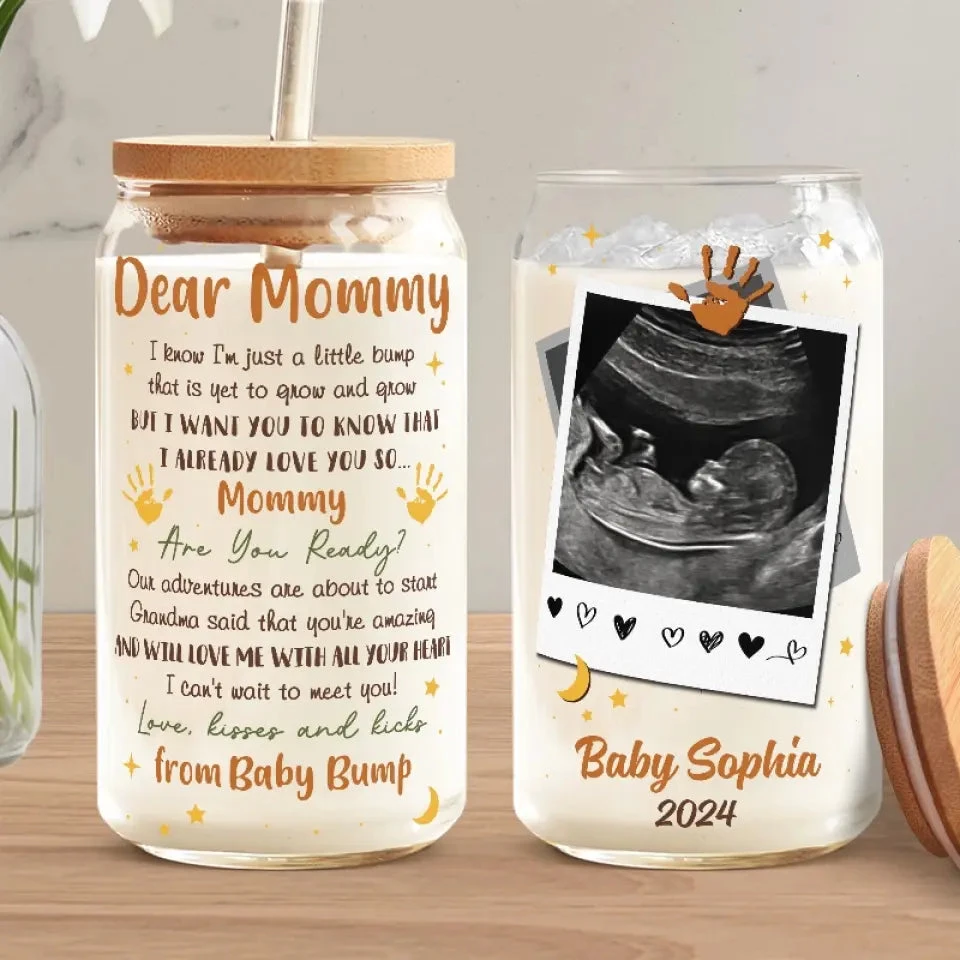 Custom Photo I Can't Wait To Meet You - Family Personalized Custom Glass Cup, Iced Coffee Cup - Mother's Day, Baby Shower Gift, Gift For First Mom 1 Custom Photo I Can't Wait To Meet You - Family Personalized Custom Glass Cup, Iced Coffee Cup - Mother's Day, Baby Shower Gift, Gift For First Mom