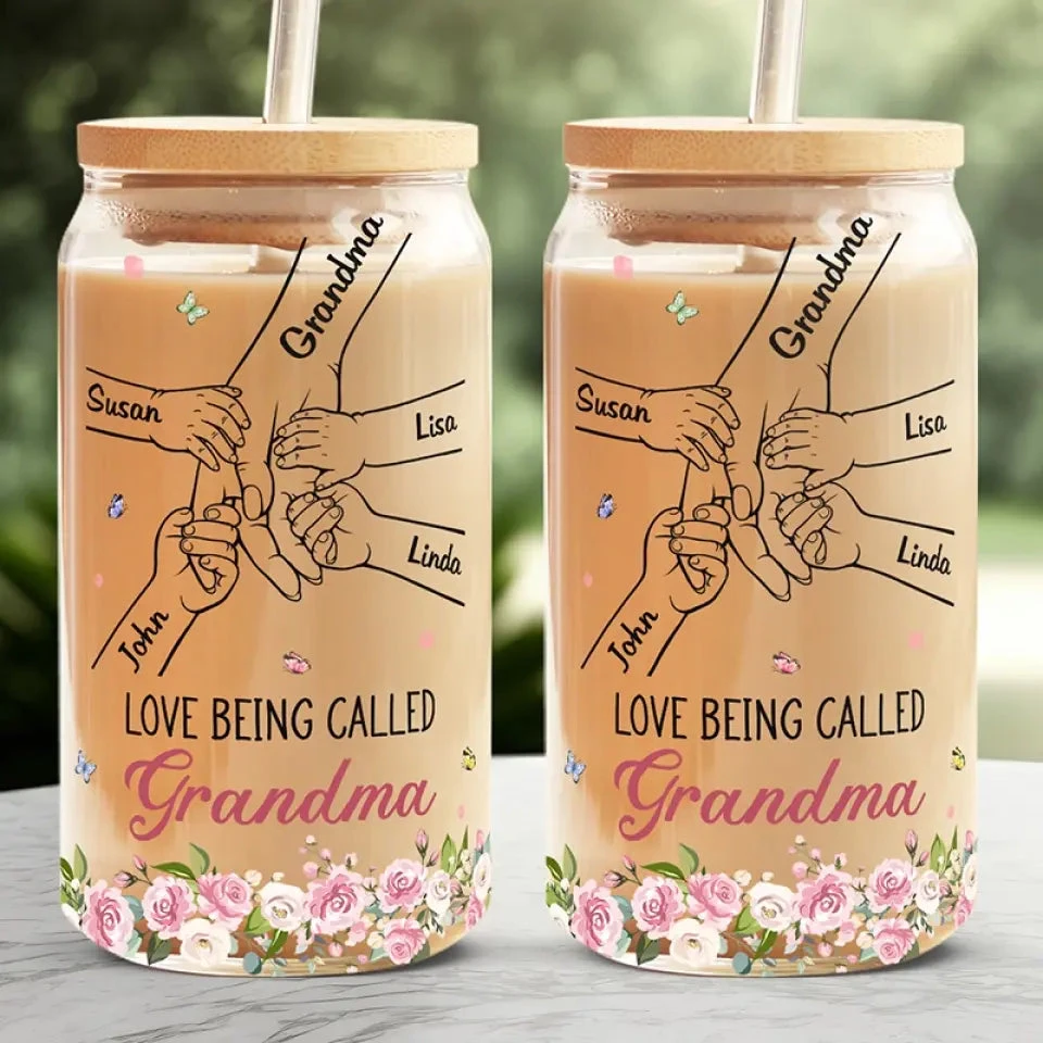 Love Being Called Grammy - Family Personalized Custom Glass Cup, Iced Coffee Cup - Mother's Day, Gift For Mom, Grandma 3 Love Being Called Grammy - Family Personalized Custom Glass Cup, Iced Coffee Cup - Mother's Day, Gift For Mom, Grandma - Image 3