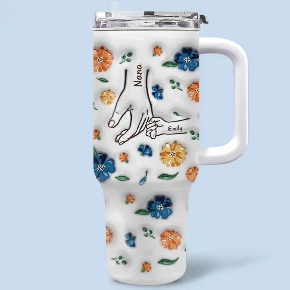 Mom Gave Us Love - Family Personalized Custom 3D Inflated Effect Printed 40 Oz Stainless Steel Tumbler With Handle - Mother's Day, Gift For Mom, Grandma 2 Mom Gave Us Love - Family Personalized Custom 3D Inflated Effect Printed 40 Oz Stainless Steel Tumbler With Handle - Mother's Day, Gift For Mom, Grandma - Image 2