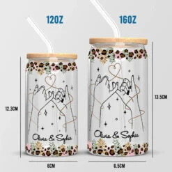 Because Of You I Laugh A Little Harder - Bestie Personalized Custom Glass Cup, Iced Coffee Cup - Gift For Best Friends, BFF, Sisters -Pawfect House Store 662873bd41da9