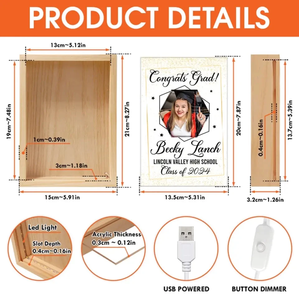 Custom Photo Congrats Grad - Family Personalized Custom Frame Light Box - Graduation Gift For Siblings, Brothers, Sisters 6 Custom Photo Congrats Grad - Family Personalized Custom Frame Light Box - Graduation Gift For Siblings, Brothers, Sisters - Image 6
