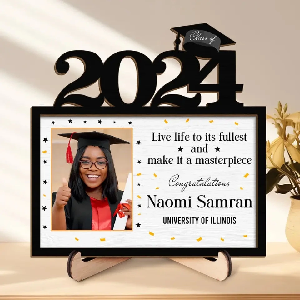 Custom Photo Live Life To Its Fullest - Family Personalized Custom 2-Layered Wooden Plaque With Stand - Graduation Gift For Siblings, Brothers, Sisters 1 Custom Photo Live Life To Its Fullest - Family Personalized Custom 2-Layered Wooden Plaque With Stand - Graduation Gift For Siblings, Brothers, Sisters