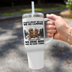 We Go Camping, We Drink Beer - Camping Personalized Custom 40 Oz Stainless Steel Tumbler With Handle - Gift For Camping Lovers -Pawfect House Store 662b4fcd1dc6f