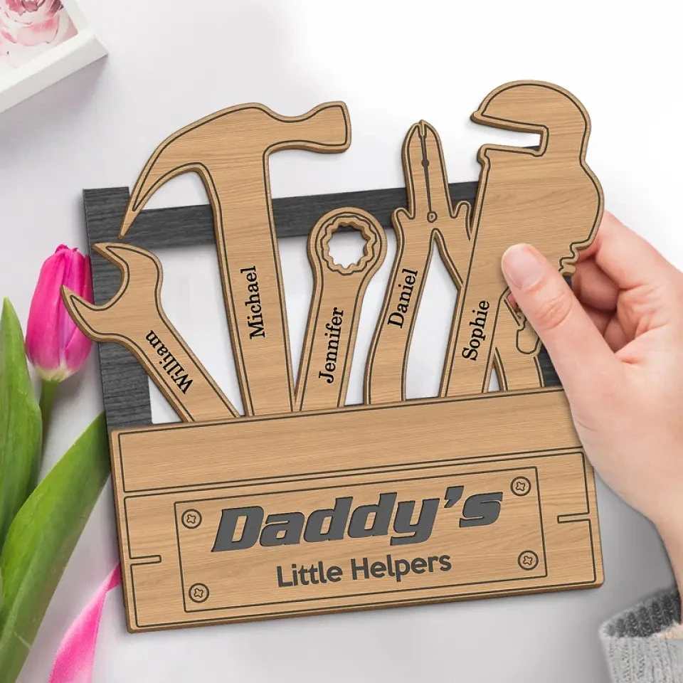 I'm Daddy's Little Helper - Family Personalized Custom 2-Layered Wooden Plaque With Stand - Father's Day, Gift For Dad, Grandpa 3 I'm Daddy's Little Helper - Family Personalized Custom 2-Layered Wooden Plaque With Stand - Father's Day, Gift For Dad, Grandpa - Image 3