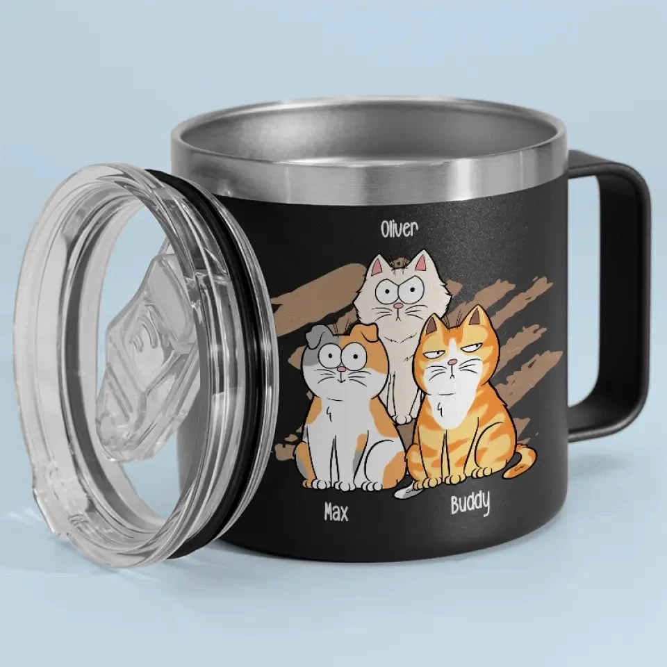 Life Is Better With Coffee And Cat - Cat Personalized Custom 14oz Stainless Steel Tumbler With Handle - Gift For Pet Owners, Pet Lovers 2 Life Is Better With Coffee And Cat - Cat Personalized Custom 14oz Stainless Steel Tumbler With Handle - Gift For Pet Owners, Pet Lovers - Image 2