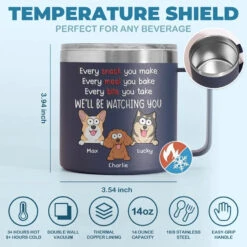 I Will Be Watching Your Snack - Dog Personalized Custom 14oz Stainless Steel Tumbler With Handle - Gift For Pet Owners, Pet Lovers -Pawfect House Store 66345bb1a9cbe