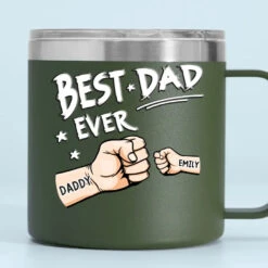 My Father Gave Me My Dreams - Family Personalized Custom 14oz Stainless Steel Tumbler With Handle - Father's Day, Gift For Dad, Grandpa -Pawfect House Store 66345f680039a