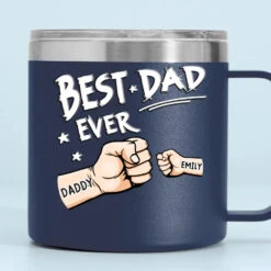 My Father Gave Me My Dreams - Family Personalized Custom 14oz Stainless Steel Tumbler With Handle - Father's Day, Gift For Dad, Grandpa -Pawfect House Store 66345f6bbd30d