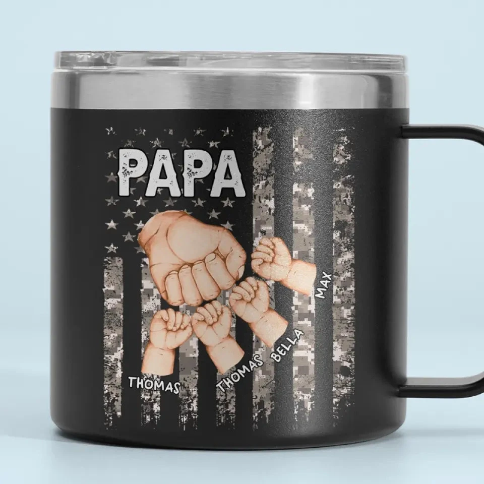 Great Fathers Find Solutions - Family Personalized Custom 14oz Stainless Steel Tumbler With Handle - Father's Day, Gift For Dad, Grandpa 1 Great Fathers Find Solutions - Family Personalized Custom 14oz Stainless Steel Tumbler With Handle - Father's Day, Gift For Dad, Grandpa