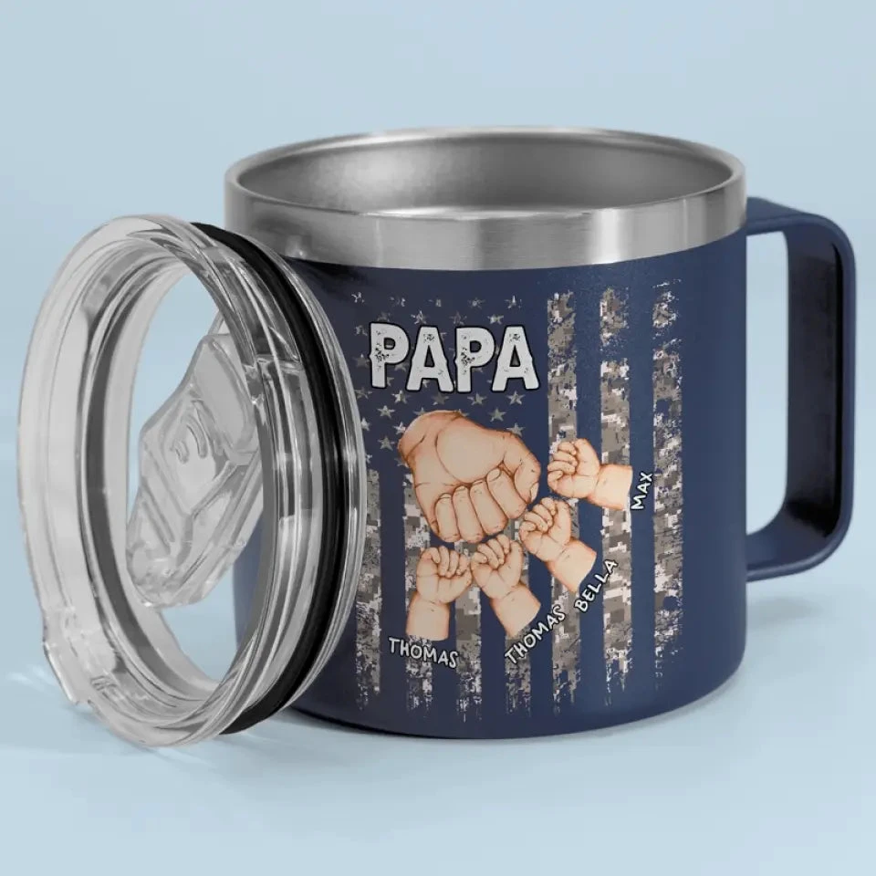 Great Fathers Find Solutions - Family Personalized Custom 14oz Stainless Steel Tumbler With Handle - Father's Day, Gift For Dad, Grandpa 5 Great Fathers Find Solutions - Family Personalized Custom 14oz Stainless Steel Tumbler With Handle - Father's Day, Gift For Dad, Grandpa - Image 5