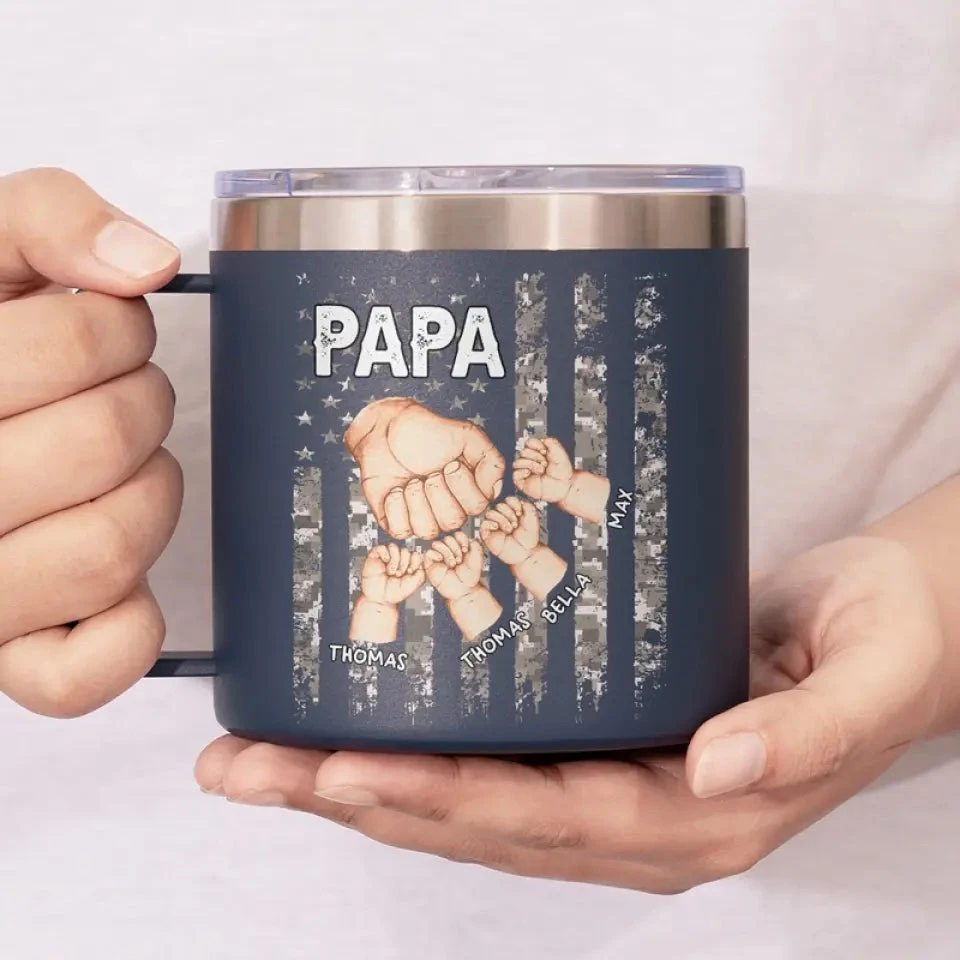 Great Fathers Find Solutions - Family Personalized Custom 14oz Stainless Steel Tumbler With Handle - Father's Day, Gift For Dad, Grandpa 6 Great Fathers Find Solutions - Family Personalized Custom 14oz Stainless Steel Tumbler With Handle - Father's Day, Gift For Dad, Grandpa - Image 6