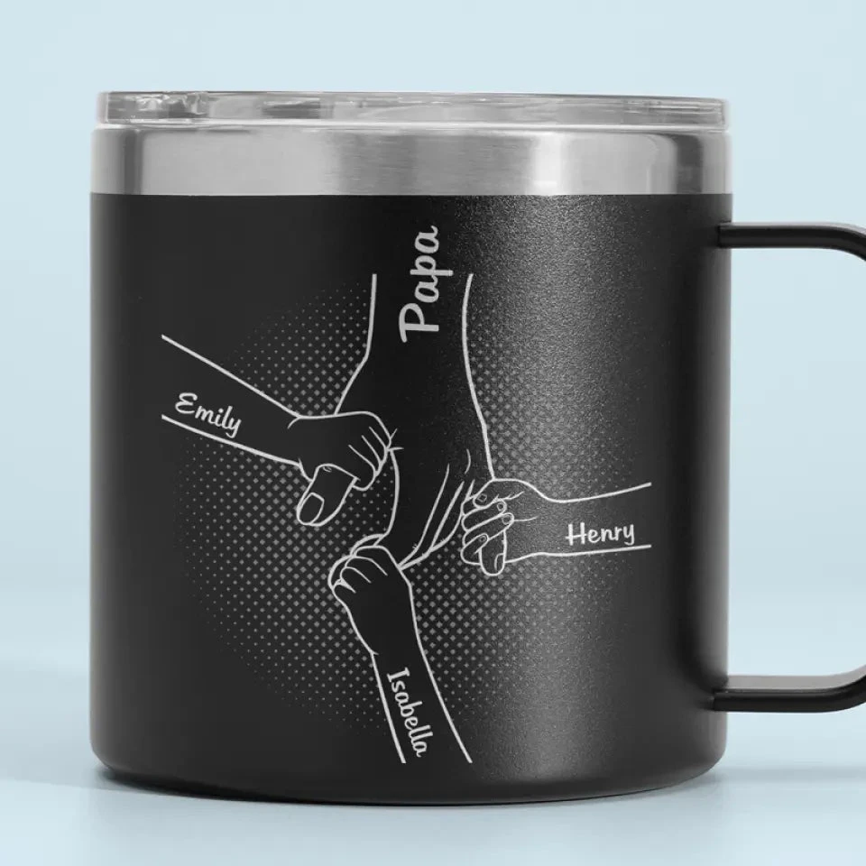 Dad Taught Me Everything I Know - Family Personalized Custom 14oz Stainless Steel Tumbler With Handle - Father's Day, Gift For Dad, Grandpa 1 Dad Taught Me Everything I Know - Family Personalized Custom 14oz Stainless Steel Tumbler With Handle - Father's Day, Gift For Dad, Grandpa