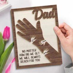 We Hold Our Hands Together And Forever - Family Personalized Custom 2-Layered Wooden Plaque With Stand - Father's Day, Gift For Dad, Grandpa 8 We Hold Our Hands Together And Forever - Family Personalized Custom 2-Layered Wooden Plaque With Stand - Father's Day, Gift For Dad, Grandpa -Pawfect House Store 6638934906882