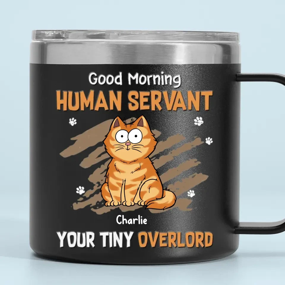 My Life Ruled By A Tiny Overlord - Cat Personalized Custom 14oz Stainless Steel Tumbler With Handle - Gift For Pet Owners, Pet Lovers 5 My Life Ruled By A Tiny Overlord - Cat Personalized Custom 14oz Stainless Steel Tumbler With Handle - Gift For Pet Owners, Pet Lovers - Image 5