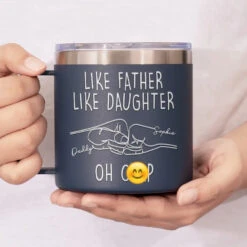 Like Father Like Daughter - Family Personalized Custom 14oz Stainless Steel Tumbler With Handle - Father's Day, Gift For Dad, Grandpa 12 Like Father Like Daughter - Family Personalized Custom 14oz Stainless Steel Tumbler With Handle - Father's Day, Gift For Dad, Grandpa -Pawfect House Store 6638b57196ac7