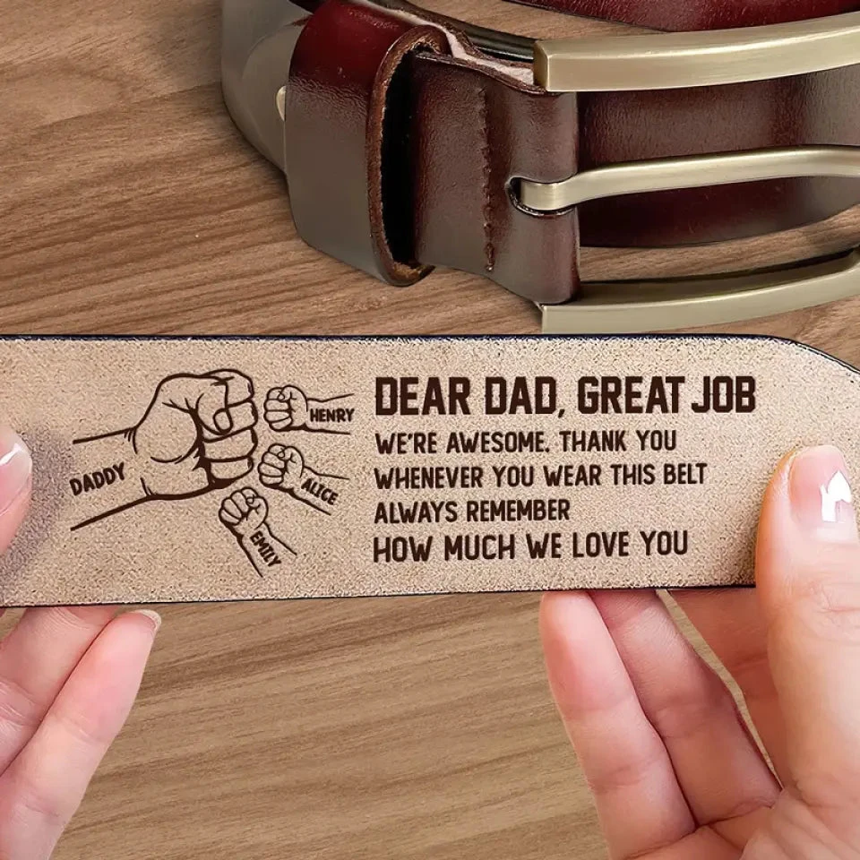 Great Job We're Awesome - Family Personalized Custom Engraved Leather Belt - Father's Day, Gift For Dad, Grandpa 2 Great Job We're Awesome - Family Personalized Custom Engraved Leather Belt - Father's Day, Gift For Dad, Grandpa - Image 2