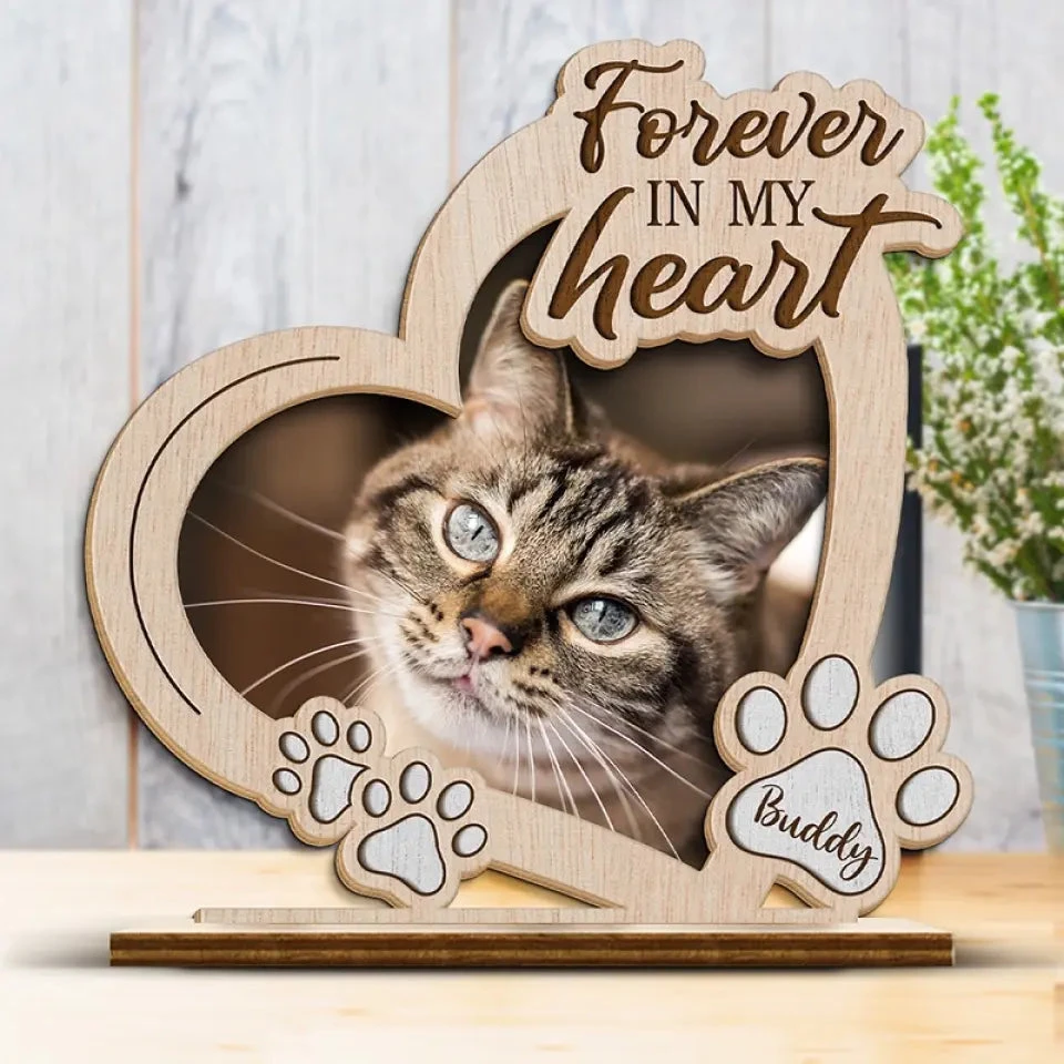 Custom Photo Forever In My Heart - Memorial Personalized Custom Shaped 2-Layered Wooden Plaque With Flat Stand - House Warming Gift For Pet Owners, Pet Lovers 3 Custom Photo Forever In My Heart - Memorial Personalized Custom Shaped 2-Layered Wooden Plaque With Flat Stand - House Warming Gift For Pet Owners, Pet Lovers - Image 3