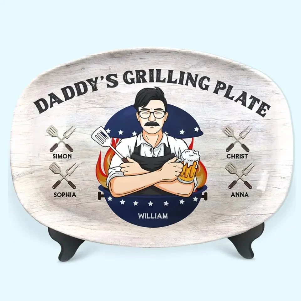 Daddy's Grilling Plate - Family Personalized Custom Platter - Father's Day, Gift For Dad, Grandpa 5 Daddy's Grilling Plate - Family Personalized Custom Platter - Father's Day, Gift For Dad, Grandpa - Image 5