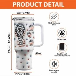 Woof You Every Moment We Share - Dog Personalized Custom 3D Inflated Effect Printed 40 Oz Stainless Steel Tumbler With Handle - Father's Day, Gift For Pet Owners, Pet Lovers -Pawfect House Store 6639b2218d8e2