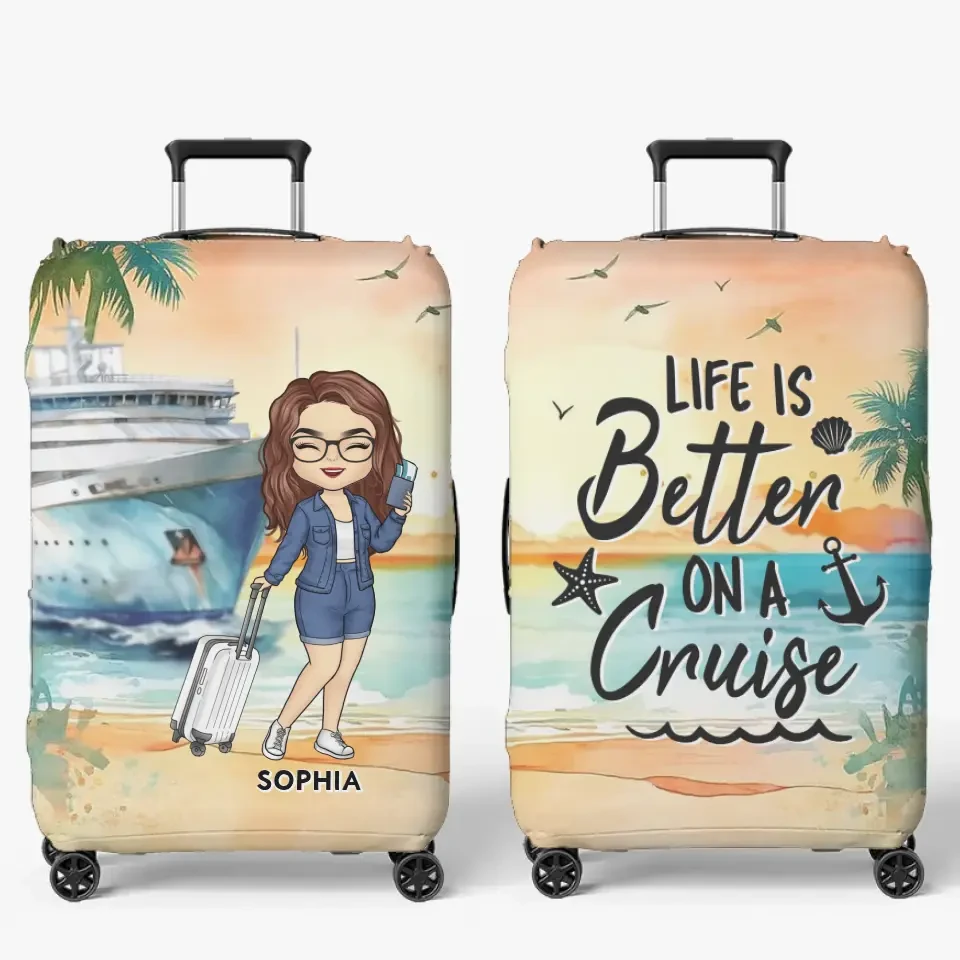 The Sea Is Calling - Travel Personalized Custom Luggage Cover - Holiday Vacation Gift, Gift For Adventure Travel Lovers 2 The Sea Is Calling - Travel Personalized Custom Luggage Cover - Holiday Vacation Gift, Gift For Adventure Travel Lovers - Image 2