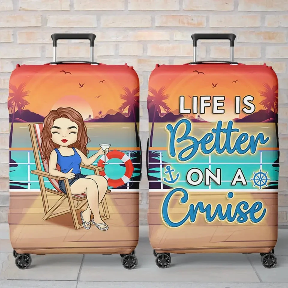 The Girl Who Loves Cruising - Travel Personalized Custom Luggage Cover - Holiday Vacation Gift, Gift For Adventure Travel Lovers 1 The Girl Who Loves Cruising - Travel Personalized Custom Luggage Cover - Holiday Vacation Gift, Gift For Adventure Travel Lovers