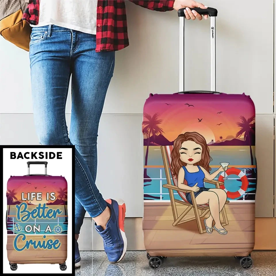The Girl Who Loves Cruising - Travel Personalized Custom Luggage Cover - Holiday Vacation Gift, Gift For Adventure Travel Lovers 4 The Girl Who Loves Cruising - Travel Personalized Custom Luggage Cover - Holiday Vacation Gift, Gift For Adventure Travel Lovers - Image 4