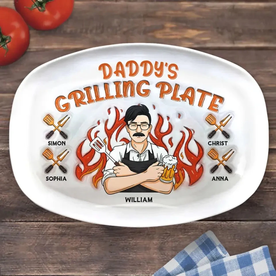 The King Of The Kitchen - Family Personalized Custom 3D Inflated Effect Platter - Father's Day, Gift For Dad, Grandpa 3 The King Of The Kitchen - Family Personalized Custom 3D Inflated Effect Platter - Father's Day, Gift For Dad, Grandpa - Image 3
