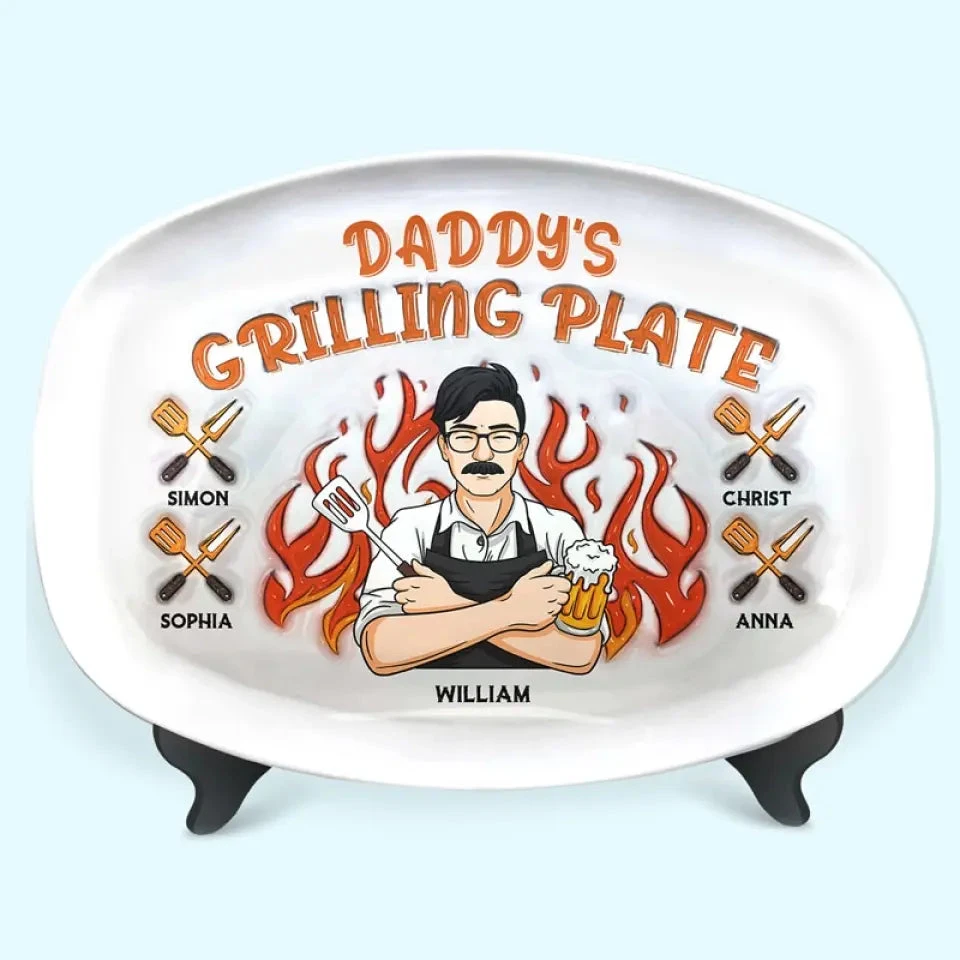 The King Of The Kitchen - Family Personalized Custom 3D Inflated Effect Platter - Father's Day, Gift For Dad, Grandpa 5 The King Of The Kitchen - Family Personalized Custom 3D Inflated Effect Platter - Father's Day, Gift For Dad, Grandpa - Image 5