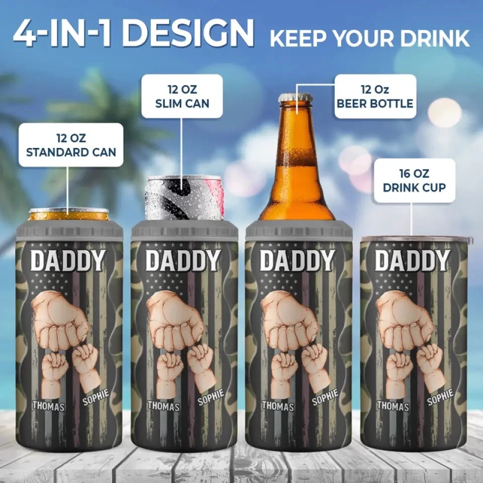 Dear Father, Great Job - Personalized Custom 4 In 1 Can Cooler Tumbler - Father's Day, Birthday Gift For Dad, Grandpa 4 Dear Father, Great Job - Personalized Custom 4 In 1 Can Cooler Tumbler - Father's Day, Birthday Gift For Dad, Grandpa - Image 4