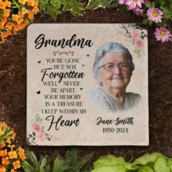 Custom Photo You're Gone But Not Forgotten - Memorial Personalized Custom Square Shaped Memorial Stone - Sympathy Gift For Family Members -Pawfect House Store 663b5266a4a73