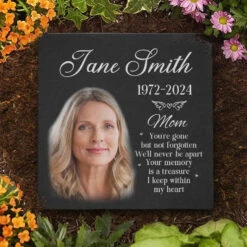 Custom Photo The Memory Becomes A Treasure - Memorial Personalized Custom Square Shaped Memorial Stone - Sympathy Gift For Family Members -Pawfect House Store 663b6da7568fb