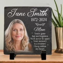 Custom Photo The Memory Becomes A Treasure - Memorial Personalized Custom Square Shaped Memorial Stone - Sympathy Gift For Family Members -Pawfect House Store 663b6da8900bd