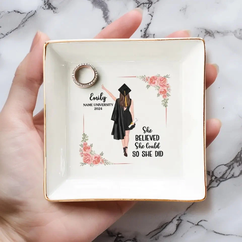 A Sweet Ending To The New Beginning - Family Personalized Custom Jewelry Dish - Graduation Gift For Family Members, Siblings, Brothers, Sisters 4 A Sweet Ending To The New Beginning - Family Personalized Custom Jewelry Dish - Graduation Gift For Family Members, Siblings, Brothers, Sisters - Image 4