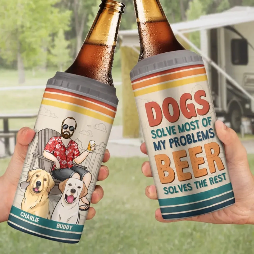 Dogs Solve Most Of My Problems - Dog Personalized Custom 4 In 1 Can Cooler Tumbler - Father's Day, Gift For Pet Owners, Pet Lovers 3 Dogs Solve Most Of My Problems - Dog Personalized Custom 4 In 1 Can Cooler Tumbler - Father's Day, Gift For Pet Owners, Pet Lovers - Image 3