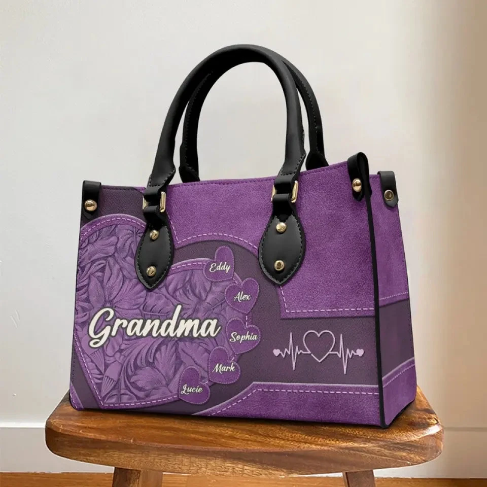 Grandma You Are The Sun In My Life - Family Personalized Custom Leather Handbag - Mother's Day, Gift For Mom, Grandma 3 Grandma You Are The Sun In My Life - Family Personalized Custom Leather Handbag - Mother's Day, Gift For Mom, Grandma - Image 3