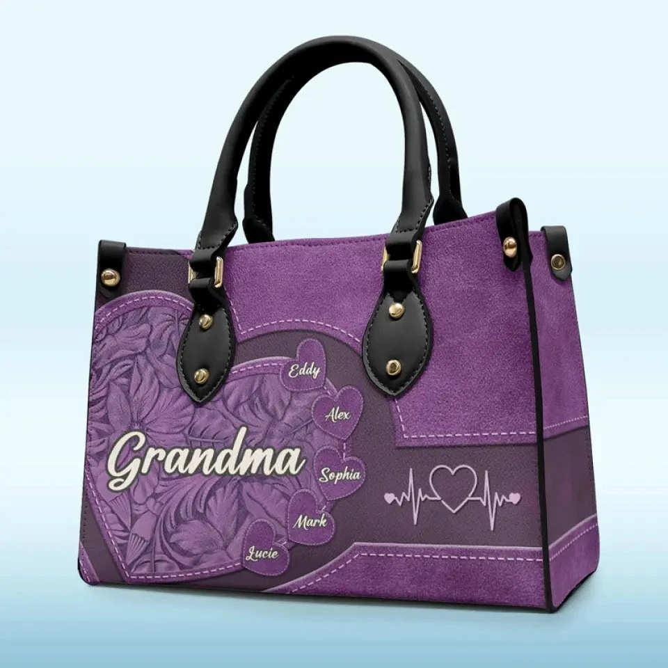 Grandma You Are The Sun In My Life - Family Personalized Custom Leather Handbag - Mother's Day, Gift For Mom, Grandma 1 Grandma You Are The Sun In My Life - Family Personalized Custom Leather Handbag - Mother's Day, Gift For Mom, Grandma