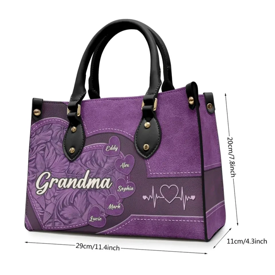 Grandma You Are The Sun In My Life - Family Personalized Custom Leather Handbag - Mother's Day, Gift For Mom, Grandma 4 Grandma You Are The Sun In My Life - Family Personalized Custom Leather Handbag - Mother's Day, Gift For Mom, Grandma - Image 4