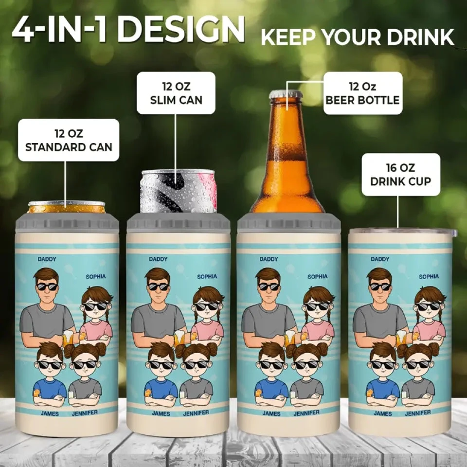 Dear Dad Great Job We're Awesome - Family Personalized Custom 4 In 1 Can Cooler Tumbler - Father's Day, Gift For Dad, Grandpa 4 Dear Dad Great Job We're Awesome - Family Personalized Custom 4 In 1 Can Cooler Tumbler - Father's Day, Gift For Dad, Grandpa - Image 4
