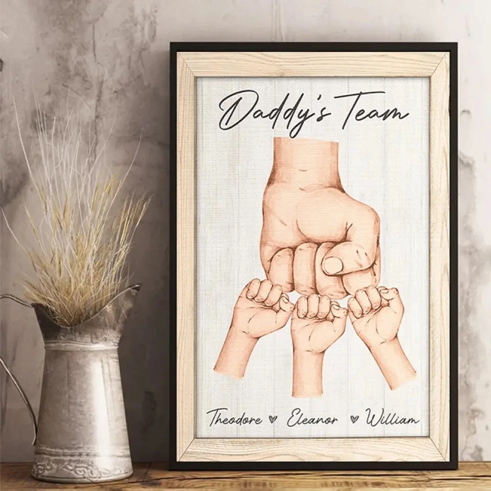 Side By Side With Daddy's Team - Family Personalized Custom Vertical Poster - Father's Day, Gift For Dad, Grandpa 1 Side By Side With Daddy's Team - Family Personalized Custom Vertical Poster - Father's Day, Gift For Dad, Grandpa