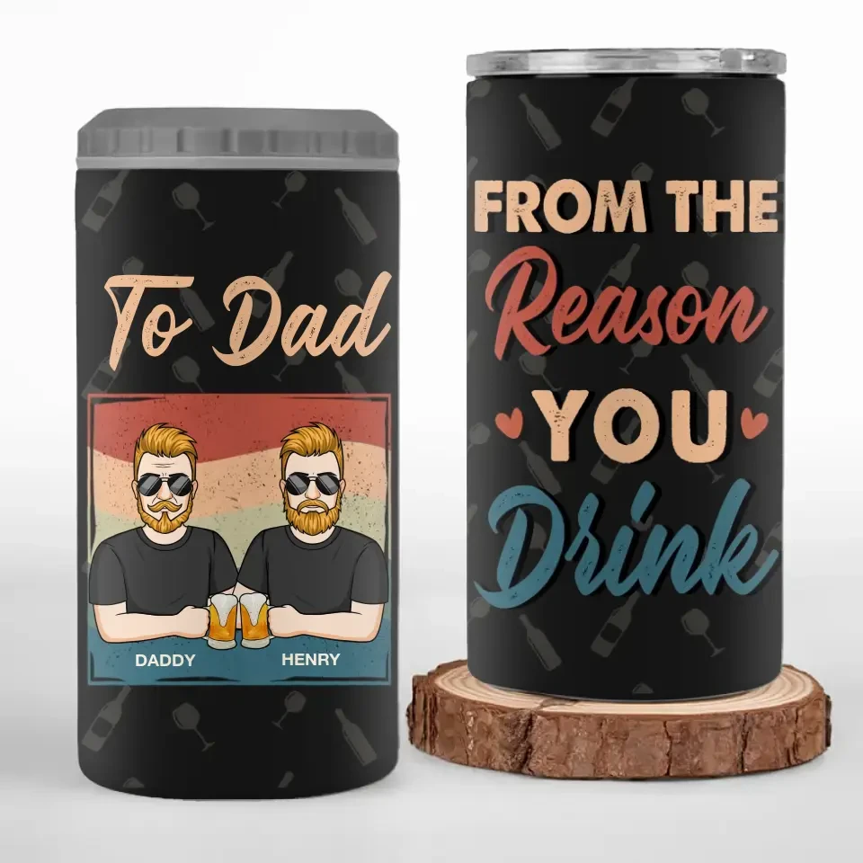 To Dad From The Reasons You Drink - Family Personalized Custom 4 In 1 Can Cooler Tumbler - Father's Day, Gift For Dad, Grandpa 2 To Dad From The Reasons You Drink - Family Personalized Custom 4 In 1 Can Cooler Tumbler - Father's Day, Gift For Dad, Grandpa - Image 2