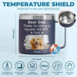 Custom Photo Thanks For Picking My Stuff - Dog & Cat Personalized Custom 14oz Stainless Steel Tumbler With Handle - Father's Day, Gift For Pet Owners, Pet Lovers -Pawfect House Store 664c2d18de64d
