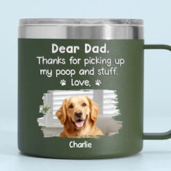 Custom Photo Thanks For Picking My Stuff - Dog & Cat Personalized Custom 14oz Stainless Steel Tumbler With Handle - Father's Day, Gift For Pet Owners, Pet Lovers -Pawfect House Store 664c2d1d9b0f2