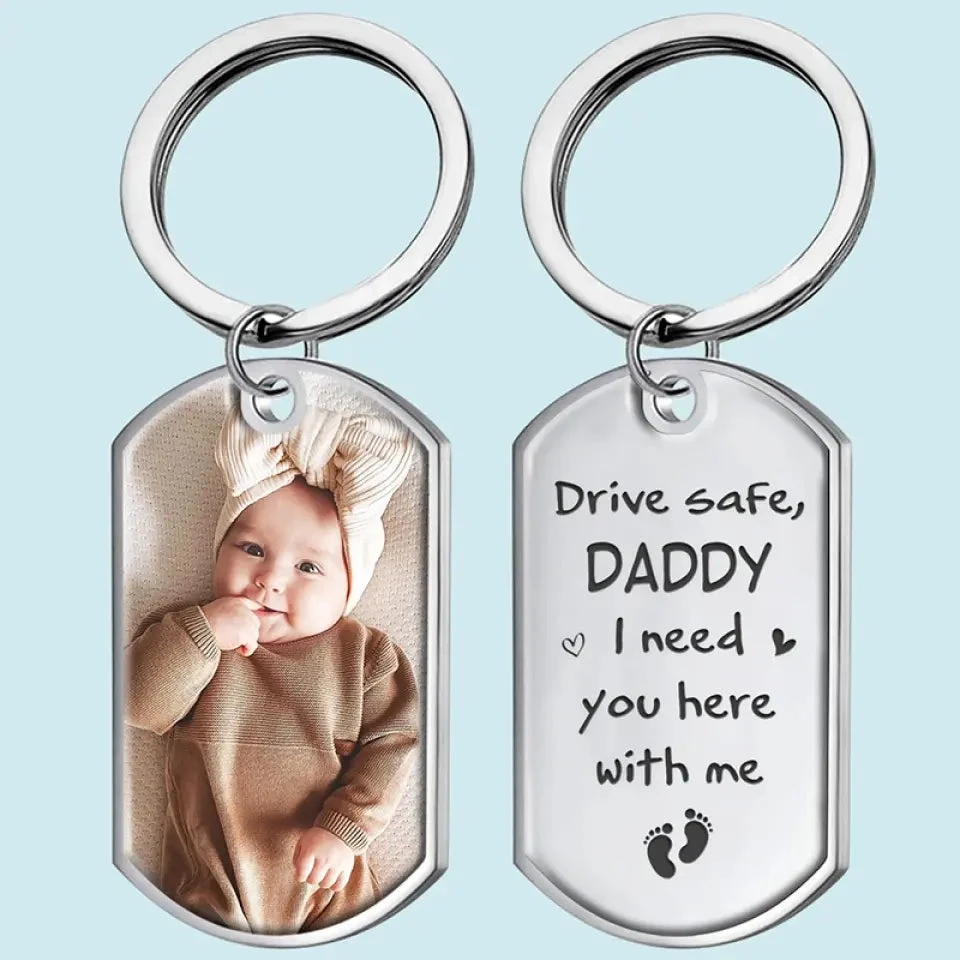 Custom Photo Daddy, Your Safety Is Priority - Family Personalized Custom Keychain - Father's Day, Birthday Gift For First Dad 1 Custom Photo Daddy, Your Safety Is Priority - Family Personalized Custom Keychain - Father's Day, Birthday Gift For First Dad