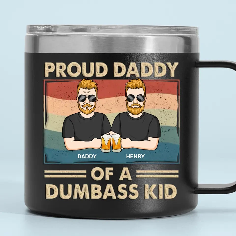 Proud Father Of A Few Kids - Family Personalized Custom 14oz Stainless Steel Tumbler With Handle - Father's Day, Gift For Dad, Grandpa 5 Proud Father Of A Few Kids - Family Personalized Custom 14oz Stainless Steel Tumbler With Handle - Father's Day, Gift For Dad, Grandpa - Image 5