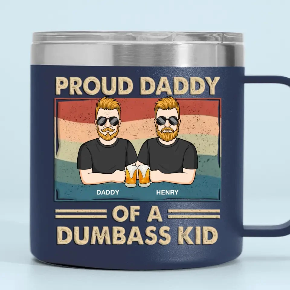 Proud Father Of A Few Kids - Family Personalized Custom 14oz Stainless Steel Tumbler With Handle - Father's Day, Gift For Dad, Grandpa 6 Proud Father Of A Few Kids - Family Personalized Custom 14oz Stainless Steel Tumbler With Handle - Father's Day, Gift For Dad, Grandpa - Image 6