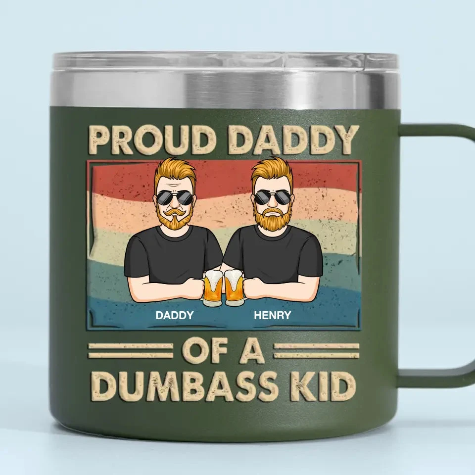 Proud Father Of A Few Kids - Family Personalized Custom 14oz Stainless Steel Tumbler With Handle - Father's Day, Gift For Dad, Grandpa 7 Proud Father Of A Few Kids - Family Personalized Custom 14oz Stainless Steel Tumbler With Handle - Father's Day, Gift For Dad, Grandpa - Image 7