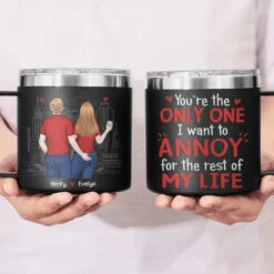 You Are Still Hotter Than This Coffee - Couple Personalized Custom 14oz Stainless Steel Tumbler With Handle - Gift For Husband Wife, Anniversary -Pawfect House Store 664eb6e51e414